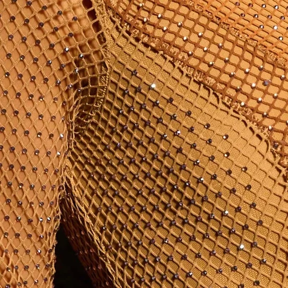 ASOS Elegant Fishnet Hotfix Long Sleeve Dress NWT! - Picture 2 of 5